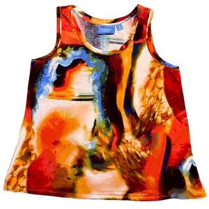 SOLD Vera Wang Abstract Multicolor Scoop Neck Tank Top